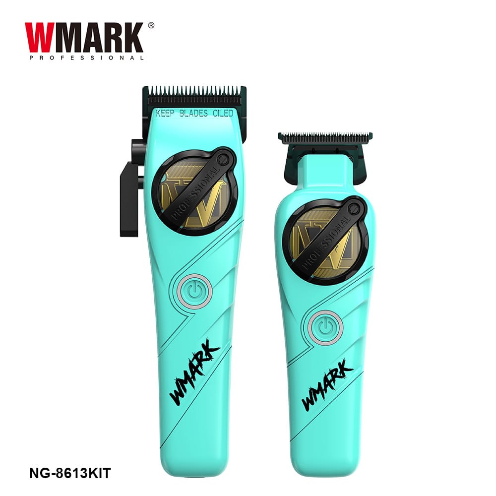 KIT WMARK NG-8613 Turcoaz – Mașină de tuns + Trimmer profesional - imagine 7