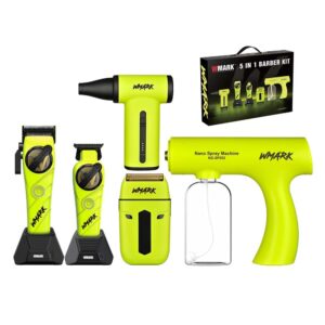 KIT 5 în 1 WMARK NG-8637 Verde Neon pentru barber shop profesional