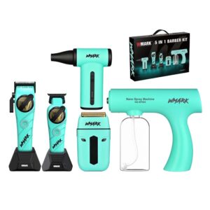 KIT 5 în 1 WMARK NG-8637 Turcoaz pentru barber shop profesional