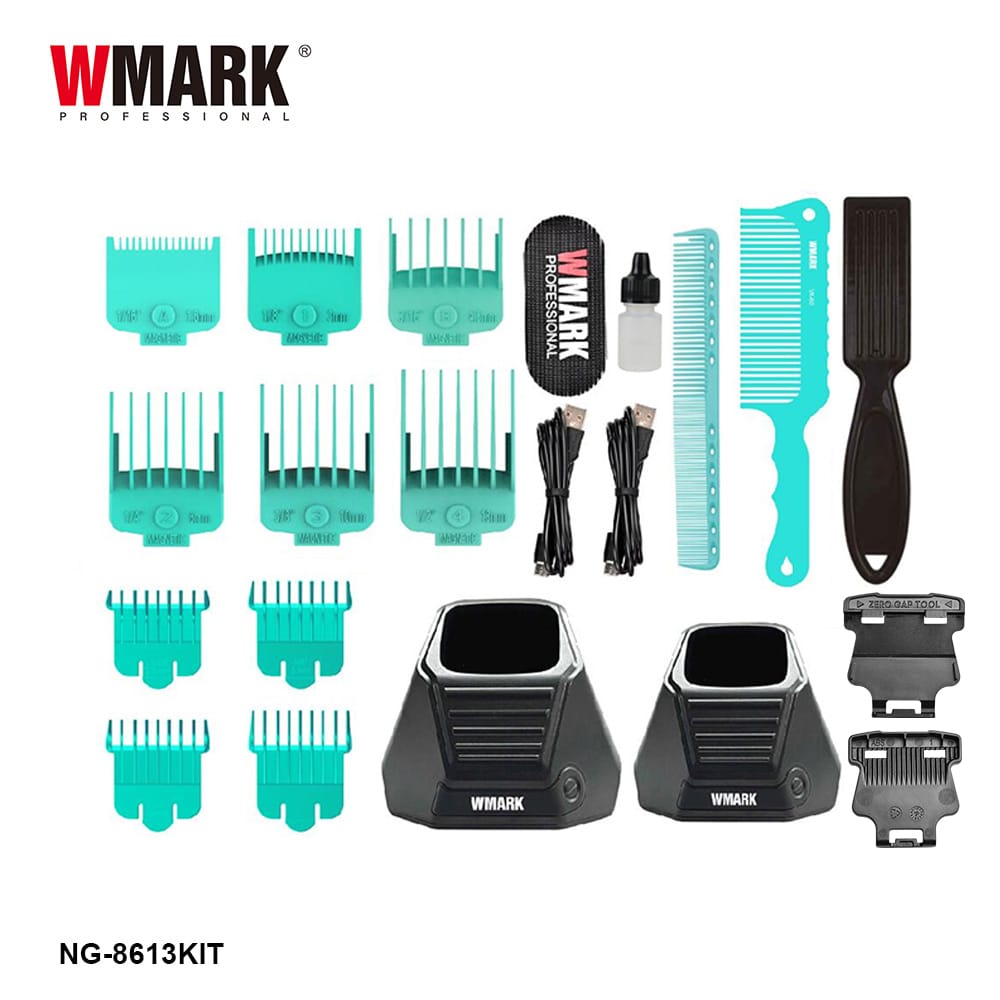 KIT WMARK NG-8613 Turcoaz – Mașină de tuns + Trimmer profesional - imagine 3