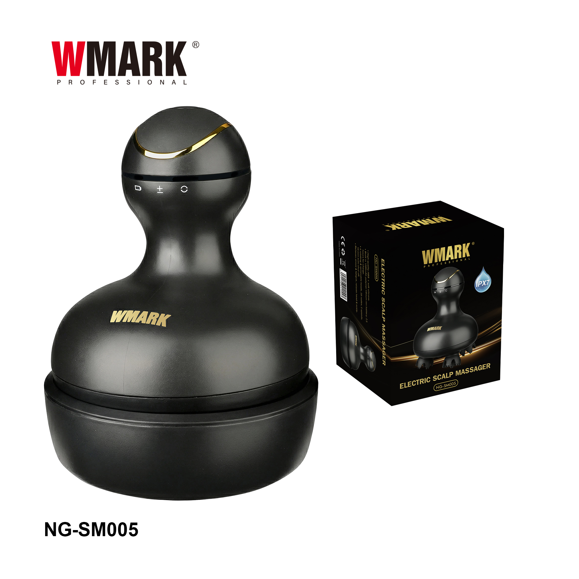 Aparat electric pentru masajul scalpului WMARK NG-SM005 cu 4 capete rotative și protecție IPX7