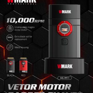 Aparat de ras profesional WMARK NG-9911 cu motor Vector și trei folii din titan auriu