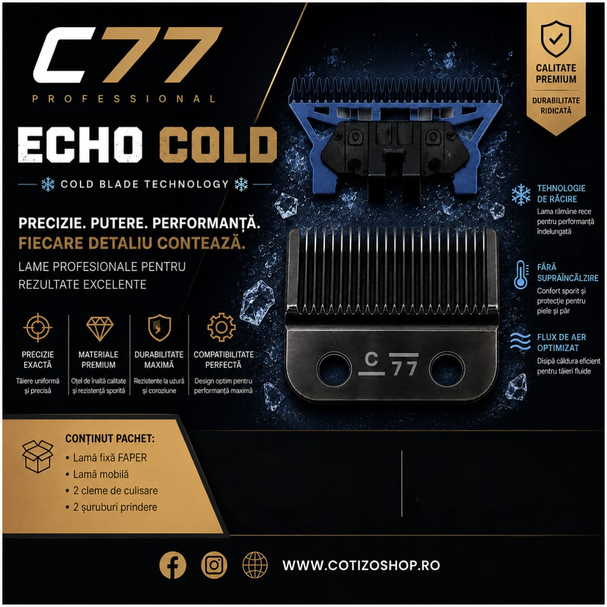 C77 ECHO COLD SET CUȚITE FAPER PENTRU MAȘINĂ DE TUNS
