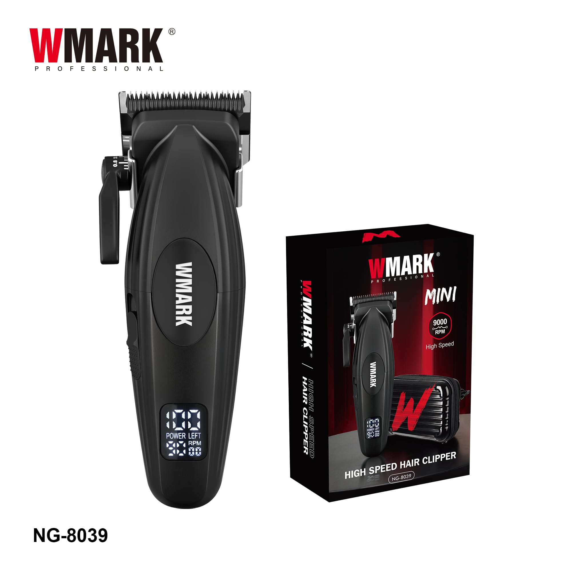 WMARK NG-8039 MINI – MAȘINĂ DE TUNS PROFESIONALĂ 9000 RPM, NEGRU / ROȘU - imagine 6