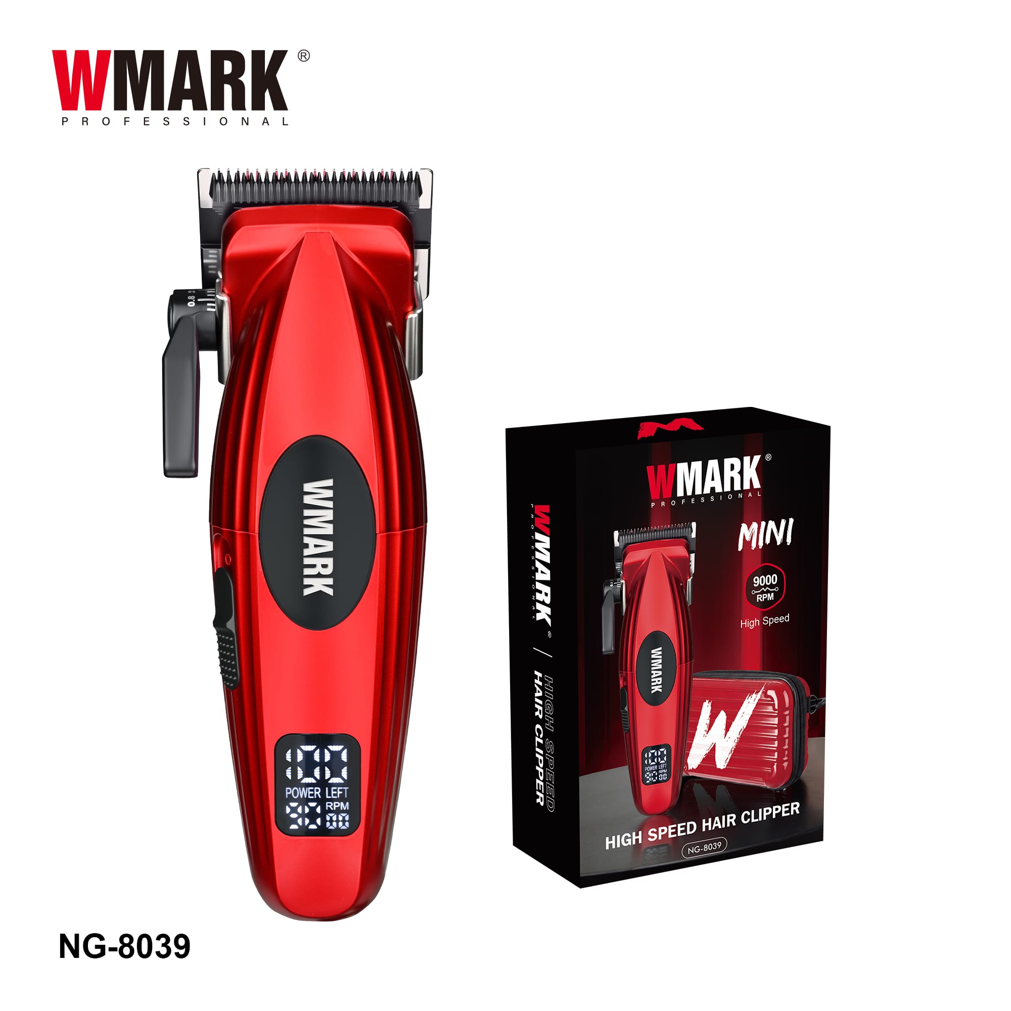 WMARK NG-8039 MINI – MAȘINĂ DE TUNS PROFESIONALĂ 9000 RPM, NEGRU / ROȘU - imagine 5