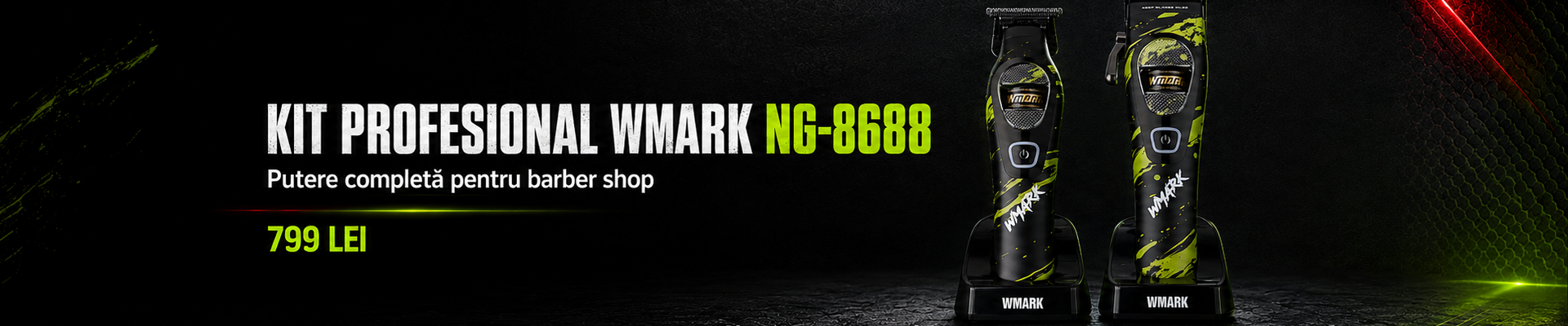 Kit profesional WMARK NG-8688 – mașină de tuns și trimmer